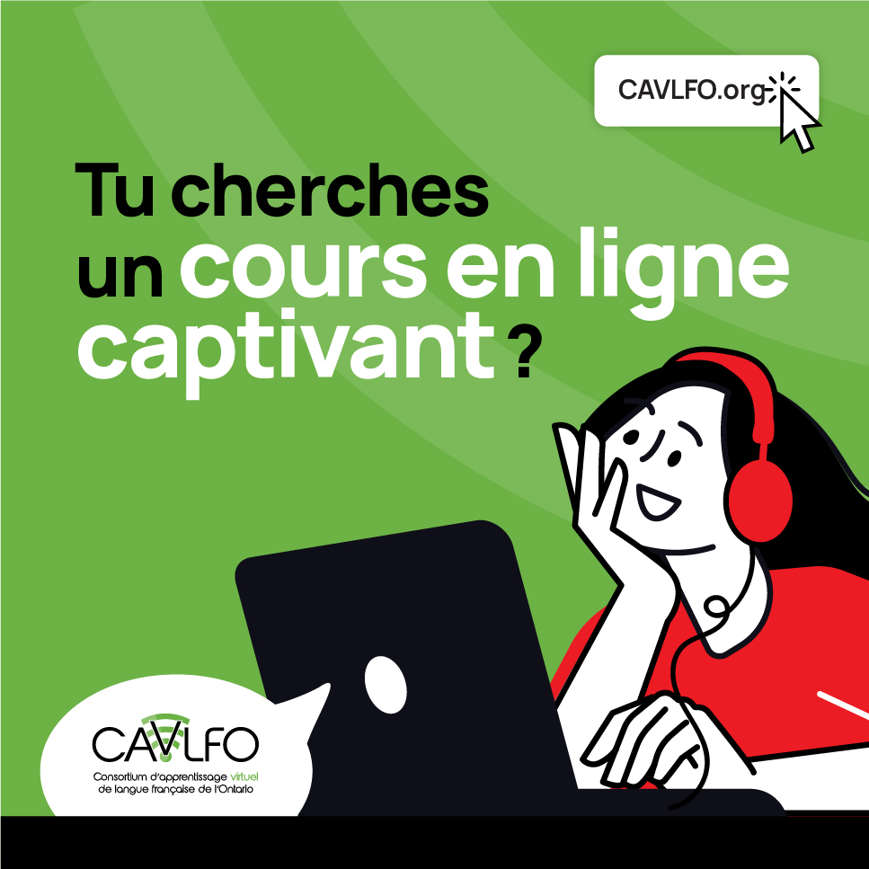 Publicité pour promouvoir les cours en ligne du CAVFLO